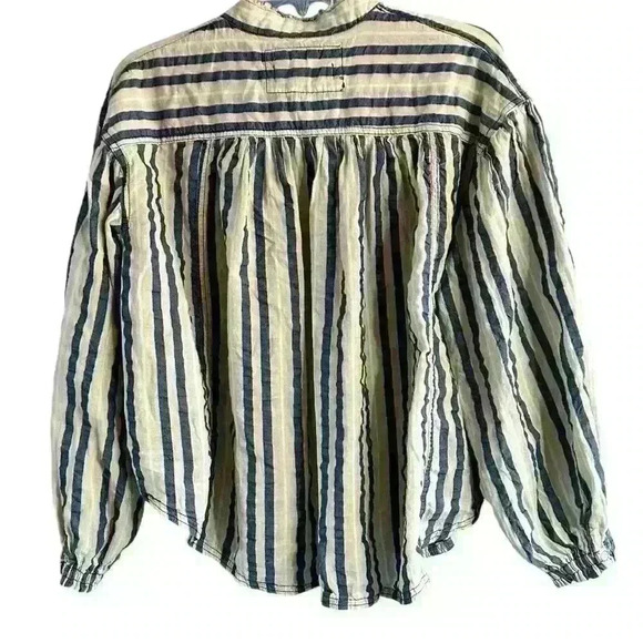 We The Free Striped Button Down Oversized Cotton Women's Shirt XS‎ - Picture 2 of 6